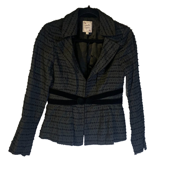 Nanette Lepore Women's Going Out Jacket Size 6 Black Velvet Trim Chenille Party - Picture 1 of 8